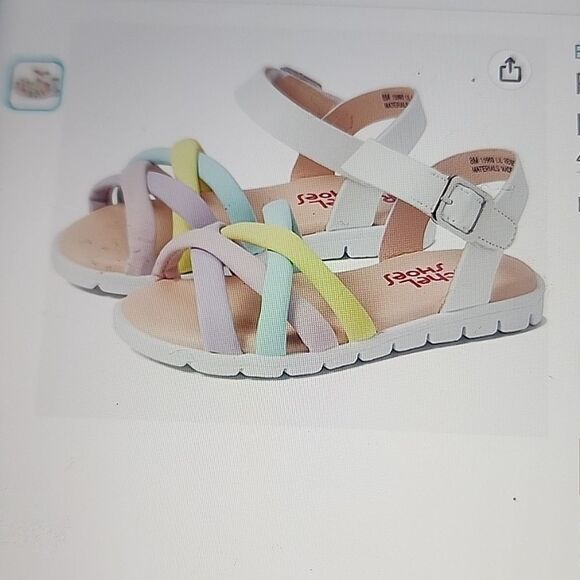 NWOT Rachel Shoes Colorful strappy open toe white faux leather sandals size 9 - Picture 1 of 4